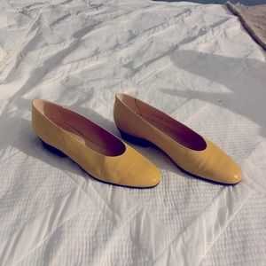 Harel Paris Yellow Snake Kitten Heel Shoes